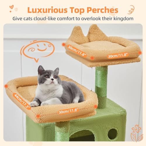 Taoqimiao Cactus Cat Tree, 71-Inch Cat Tower for Indoor Cats Large Adult, Multi-Level Large Cat Condo, 8 Sisal Scratching Posts, Metal Frame Cozy Hammock, Scratch Board, 2 Top Perches, MSC026L 5