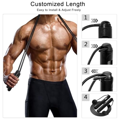 2-in-1 Weighted Jump Rope with Counter - Corded & Cordless Skipping Rope with LCD Display, Adjustable Length Steel Ball Bearings Jumping Rope for Adults Fitness, Home Gym Workout 5