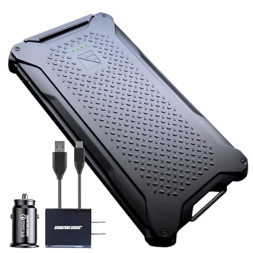 Certified Brands Dark Energy Poseidon Pro Indestructible Portable Charger - Black | 10,000 mAh Long Lasting Battery with USB-A, USB-C Connectors, Ultra-Durable Armorflex and Signature Series Plugs