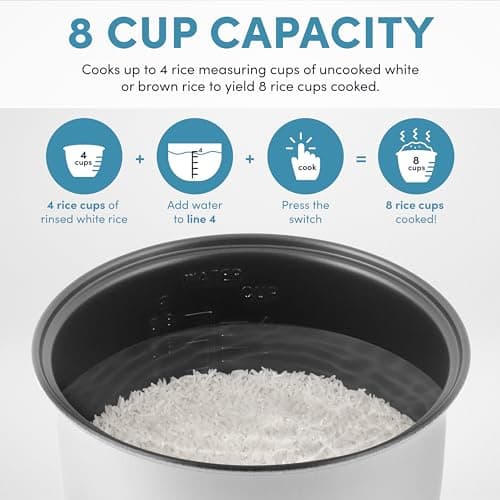 Aroma Housewares 8-Cup (Cooked) (4-Cup UNCOOKED) Digital Rice Cooker and Food Steamer (ARC-914D),White 5