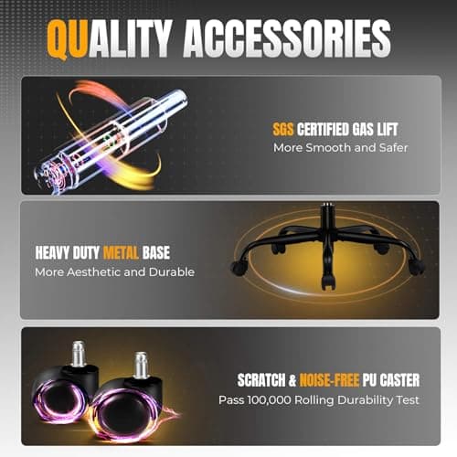 GTPLAYER Gaming Chair with Foot Rest & Pocket Spring Cushion, Breathable Fabric for Home Office Desk, Ergonomic High Back Computer Chair with Headrest & Lumbar Support, Black 9