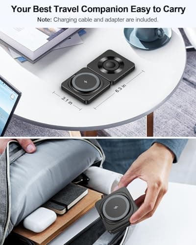 2026 Magnetic Wireless Charging Station - ADADPU 3 in 1 Foldable Mag-Safe Charger Stand for Multiple Apple Devices, Travel Charging Pad for iPhone 17 16 15 14 13 12 Pro Max Plus Apple Watch AirPods 7