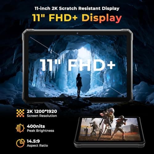 HOTWAV R9 Plus Rugged Tablet 11 inch Android 14 Tablets, 20080mAh Waterproof Tablet, 2K 24GB+512GB/2TB TF Work Tablets, 64MP+16MP Octa-Core IP68&IP69K/4G Dual SIM/5G WiFi/Face ID/GPS/OTG 4