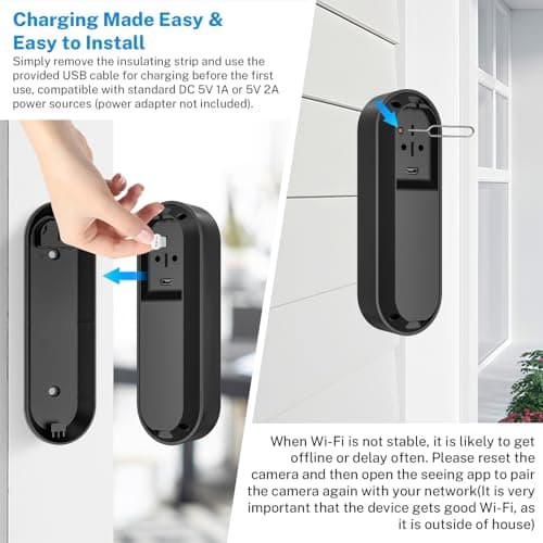 Wireless Wi-Fi Video Doorbell Camera with AI Motion Detection, 2 Way Audio, Night Vision, Cloud Storage, 2.4GHz Wi-Fi Only, Battery Powered 8