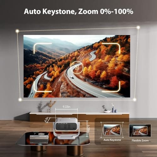 Smart Projector with WiFi and Bluetooth Built-in 10000+ Apps - 450 ANSI 4K Support Mini Movie Projector Native 1080P with 120° Rotation, Auto Keystone & Zoom 2025 New Portable Bedroom Proyector 6
