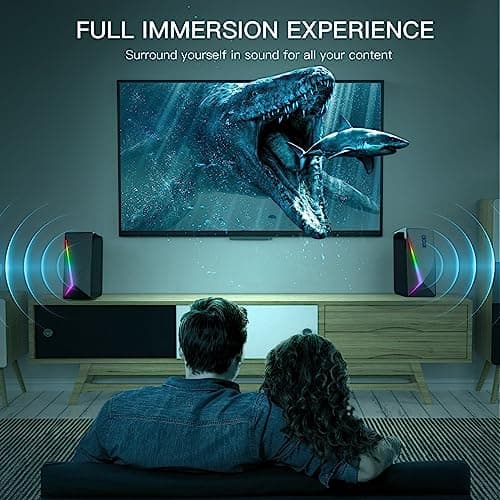 RGB PC Speakers with Volume Control, USB Powered Subwoofer - For Desktop, Laptop, Tablet, Phone 7