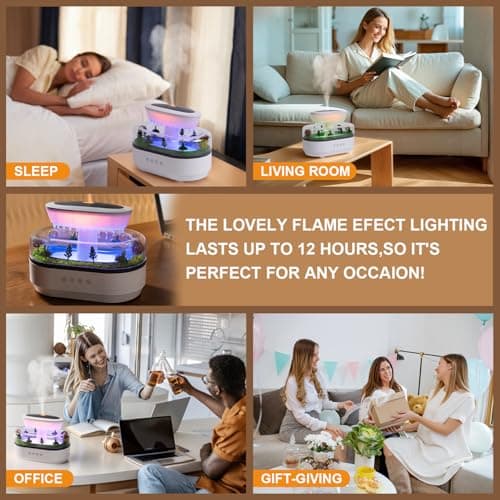 Cloud Rain Humidifier Water Drip, 7 Colors Rainfall Humidifier with Rain Sounds, 250ml Microlandscape Raindrop Essential Oil Aromatherapy Diffuser for Bedroom, Silent Rain Lamp, Timing, Auto-Off 7