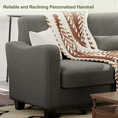 Belffin Fabric L Shaped Sectional Couch with Chaise - Solid Corner Sofa, Small L Couches, 5 Seater, Light Grey 5