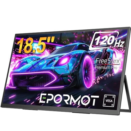 EPORMOT Portable Monitor 18.5 inch 120hz for Laptop, FHD 1080P Portable Gaming Monitor w/VESA Stand HDR Speakers USB C Mini HDMI for Phones PC Gaming Devices, Travel Second Screen for Business