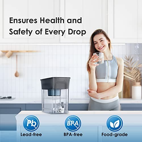 Waterdrop Slim Alkaline Water Filter Dispenser, Large 35-Cup, Up to PH 9.5, Healthy, Clean & Toxin-Free Mineralized Alkaline Water, 100-Gallon, BPA Free, Black (1 Filter Included) 6