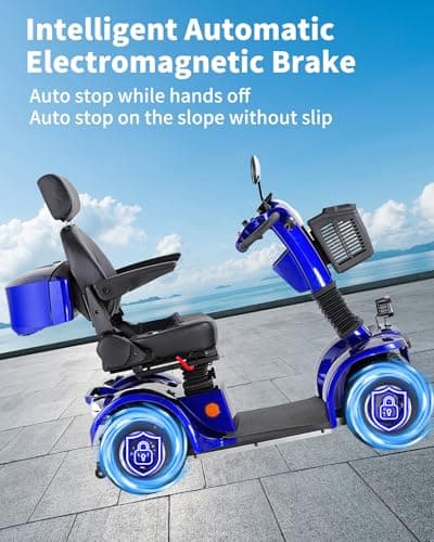 Dvsripa All Terrain Mobility Scooter for Seniors,Heavy-Duty 4 Wheel Mobility Scooters Mobility Scooter,Handicap Scooters for Adults with 3-Speed Travel Long (Blue) 5