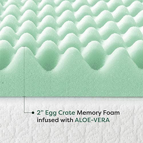 Best Price Mattress 2 Inch Egg Crate Memory Foam Mattress Topper with Calming Aloe Infusion, CertiPUR-US Certified, Twin XL,Green 5