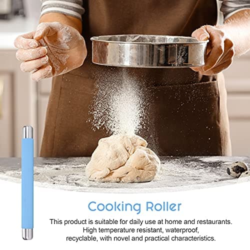 Remeel Rolling Pin Dough Roller for Baking with Thickened Non Stick Silicone Metal Handle Rolling Pin Stainless steel Fondant Roller Pin Cookie Pastry Kitchen Accessories 13.8 X 1.5 Inches 7