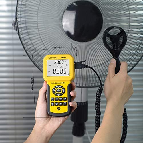 HVAC Anemometer,CFM Air Flow Meter 0.001~100mph High Accuracy Measures Wind Speed/Wind Temp/Air Velocity Air Flow, Professional CFM Meter AP-846A with Backlight Max/Min/Avg 8