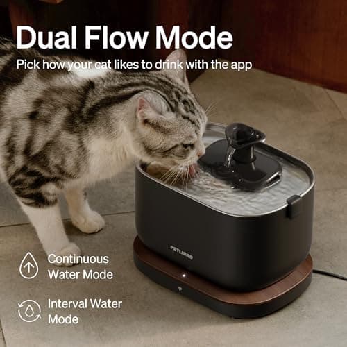 PETLIBRO Cat Water Fountain, App Monitoring Pet Fountains for Cats Indoor with Stainless Steel Tray, 2.5L/84oz Dockstream Automatic Water Dispenser for Drinking, 2.4G Wi-Fi Smart Bowl Inside 8
