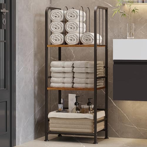 Towel Rack Free Standing 3-Tier M-Shaped Detachable Dividers, Durable Metal Towel Holder for Bathroom, Pool Towel Rack, Space-Saving Towel Storage Organizer, Modern Bath Towel Shelf Patent Pending