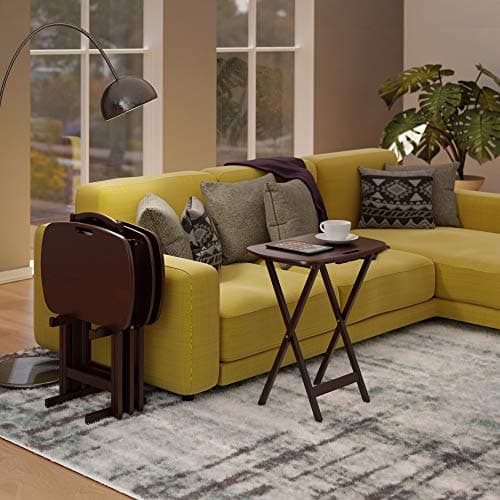 Winsome Lucca Set of 4 Foldable Snack Tables with Storage Rack, Easy to Store Portable Fold Up Table Set for Kitchen, Living Room TV Dining, Crafts, Puzzles, Work From Home 13