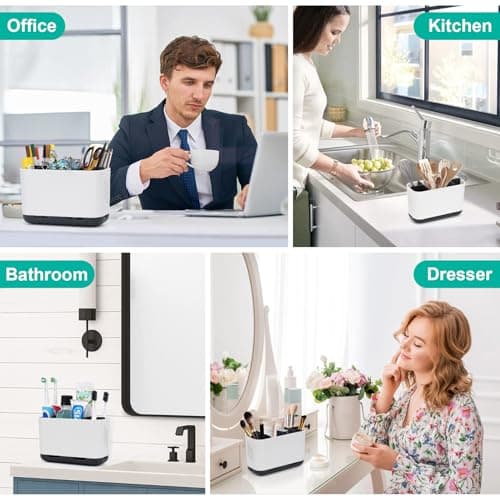 LAFARA Toothbrush Holders for Bathrooms, Electric Toothbrush and Toothpaste Holder with Adjustable Dividers and Drainage, Kids Toothbrush Organizer for Bathroom Countertop 7