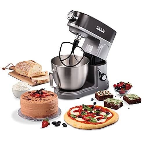 Hamilton Beach Professional All-Metal Stand Mixer with Specialty Attachment Hub, 5 Quart Bowl, 12 Speeds, Includes Flat Beater, Dough Hook, Whisk (63240) 10