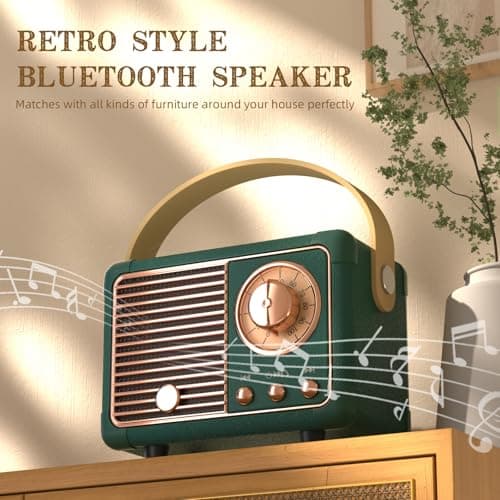 Vintage Retro Bluetooth Speaker Old Vintage Decor Birthday Gifts for Men Old School Mini Portable Wireless Speaker for Office,Room,Desk Accessories,Indoor,Outdoor Retro Gifts for Teen,Friends (Green) 7