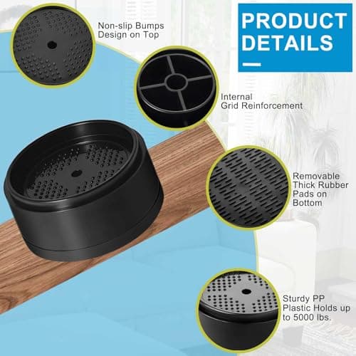 Bed Risers 1 inch, 2 inch, 3 inch, 4 inch Heavy Duty, Adjustable Furniture Riser for Table Desk Couch Sofa Chair Refrigerator Washing Machine, Stackable Bed Raisers Blocks (Black 4 Pack, 1 inch) 5