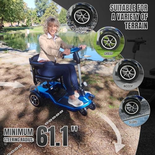 ZiiLIF R3b-Mobility Scooters for Seniors Adults Ultra Lightweight 37.5 Ibs Electric Powered Folding 4 Wheel Mobility Scooter with Cup Holder, Compact & Convenient for Travel Airline Approved, Blue 7