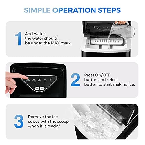 Ice Makers Countertop, Self-Cleaning Function, Portable Electric Ice Cube Maker Machine, 9 Bullet Ice Ready in 6 Mins, 26lbs 24Hrs with Ice Bags and Scoop Basket for Home Bar Camping RV(Black) 5