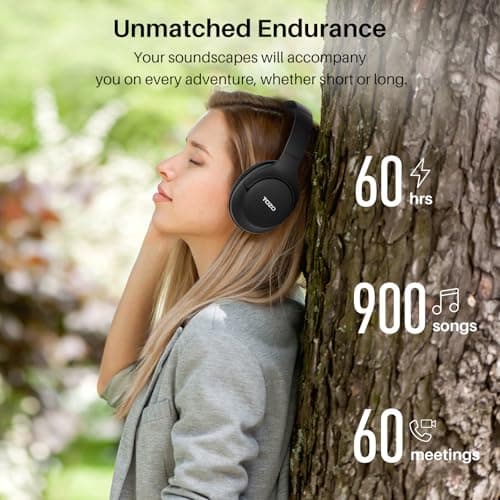 TOZO Hybrid Active Noise Cancelling Headphones, Wireless Over Ear Bluetooth Headset, 60H Playtime, Hi-Res Audio Custom EQ via App Deep Bass Comfort Fit Ear Cups, for Home Office Travel 5