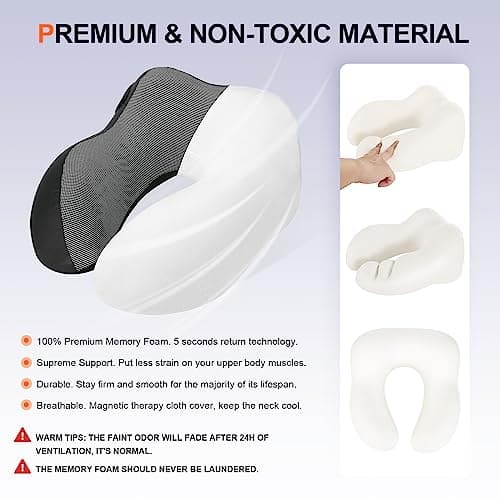 Cirorld Neck Pillow for Travel, Memory Foam Travel Pillow with Hood, Adult Airplane Pillow for Head Rest Neck Support, Portable Pillow for Office Cars Trains Long Flights Sleeping (Black) 3