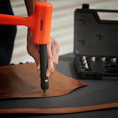 NEIKO 02614A Interchangeable Large Hollow Hole Punch Tool Set, 10 Piece, Gasket Maker, Heavy Duty Gasket Punch Set, Includes Hole Puncher Tool Carrying Case, Leather Punch Set 6