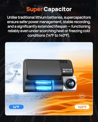 70mai A810S 4K Dual Dash Cam Front & Rear, STARVIS 2 HDR Super Night Vision, AI Motion Detection & 24/7 Parking, Built-in GPS, Wi-Fi & Optional 4G Remote Viewing, ADAS, Loop Recording, Time-Lapse 9