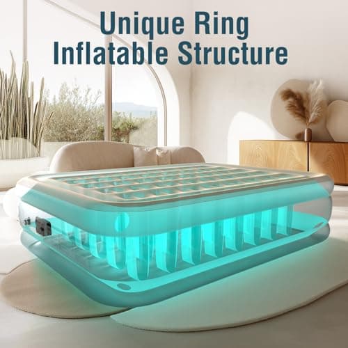 Ezyrest Air Mattress Queen with Built in Pump, Portable Air Bed for Camping & Guest, Antileak Blow Up Mattress with Soft Flocked Top, Foldable Queen Air Mattress with Built in Pump 6