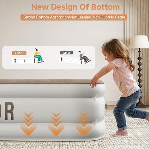 Sebor Air Mattress Full with Built-in Pump 18", Comfortable Self-Inflating Air Mattress with High-Speed Pump, Durable Blow Up Mattress Full with Storage Bag for Guests, Camping, Travel 7
