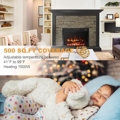 Cloud Mountain 45 Inch Electric Fireplace with Mantel, Tall Fire Place Heater Freestanding with Remote Control Timer LED Flame for Living Room Bedroom, Brown 5