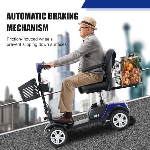 Metro Electric Mobility Scooters for Adults and Seniors - 300 lbs Max Weight, 4-Wheel Powered Mobility Scooters,Folding Mobility Scooter Lightweight for Travel, Elderly (with Head Light-Blue) 5