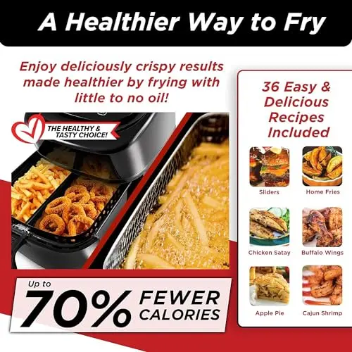 Nuwave Brio 6-Quart Digital Air Fryer Including Non-Stick Baking Pan and Stainless-Steel Cooking Rack (6-Quart + Gourmet Kit), Black 6