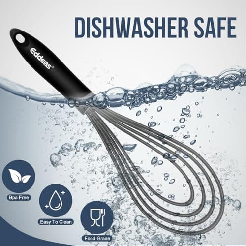 Flat Whisk, EDDEAS Silicone Gravy Whisk for Cooking, Beating, Stirring Gravy and Eggs 6