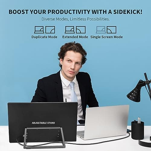 ReHisk 18.5 inch Portable Monitor, 100HZ 120% sRGB 1080P FHD IPS Large Portable Monitor for Laptop USB C Mini HDMI HDR Laptop Monitor with Kickstand for Mac PC Xbox PS4/5 Switch Travel Monitor, Black 6