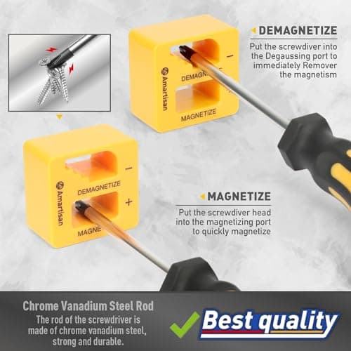 Magnetic Screwdrivers Set with Case, Amartisan 43-piece Includs Slotted, Phillips, Hex, Pozidriv,Torx and Precision Screwdriver Set, Magnetizer Demagnetizer Tools, Tools for Men 5