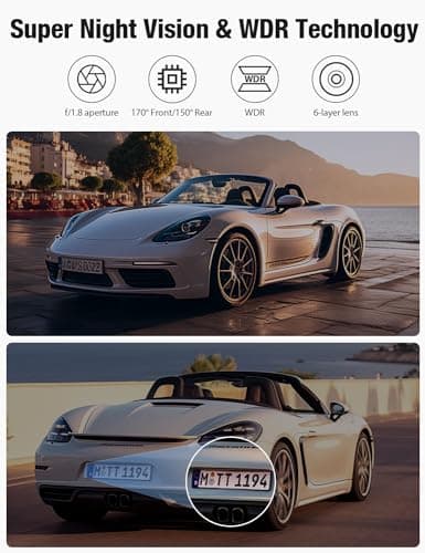 OMBAR Dash Cam Front and Rear 5G WiFi, Dash Cam 4K/2K/1080P+1080P, Dash Camera for Cars with 3.18" LCD Screen, Dashcam Car Camera with WDR Night Vision, G-Sensor, Loop Recording, SD Card Not Included 6
