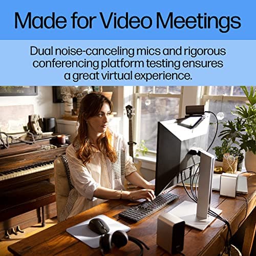 HP 960 4K Streaming Webcam - 4K 30 FPS/1080p 60 FPS Computer Camera & Dual Mics, Noise Reduction, & Privacy Cover - Zoom Certified - Swivel/Tilt Adjust - Color Correction, AF & Framing (695J6AA#ABL) 6