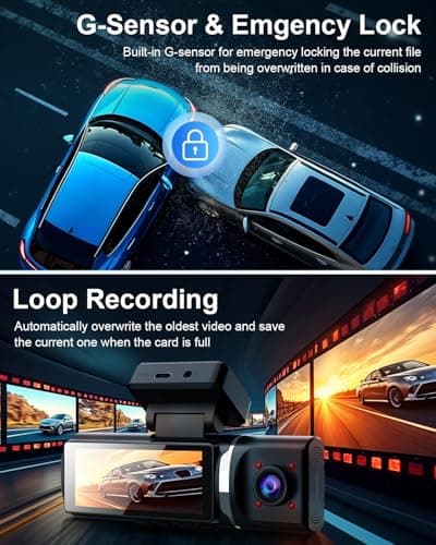 feifeaouy 3 Channel 4K Dash Cam Front and Rear and Inside – WiFi 3.2” IPS Dash Camera with Night Vision, Loop Recording, G-Sensor, Parking Mode, Cabin IR, and Free 64GB Card 5