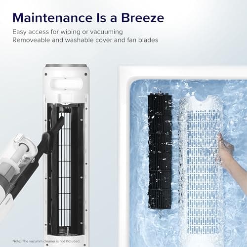 LEVOIT Tower Fan for Bedroom, Standing Fan with 28dB Quiet for Sleep, Remoter, 12H Timer, 25ft/s Velocity, 5 Speeds, 4 Modes, 90° Oscillation for Home, Office, Indoor, Bladeless 36 inch, White 5