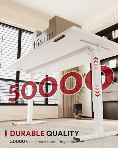 SANODESK Electric Standing Desk 79 x 32 Inches Height Adjustable Stand Up w/6-Button Controller Ergonomic Computer Desk with Splice Board for Home Office, White Frame + White Tabletop 7