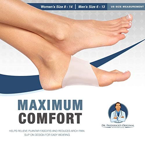 Dr. Frederick's Original Gel Arch Support Sleeves – 2 ct – Built-In Gel Orthotic for Plantar Fasciitis, Flat Feet & Fallen Arches – Low-Profile Foot Support for Men & Women – Wear in Any Shoe 6