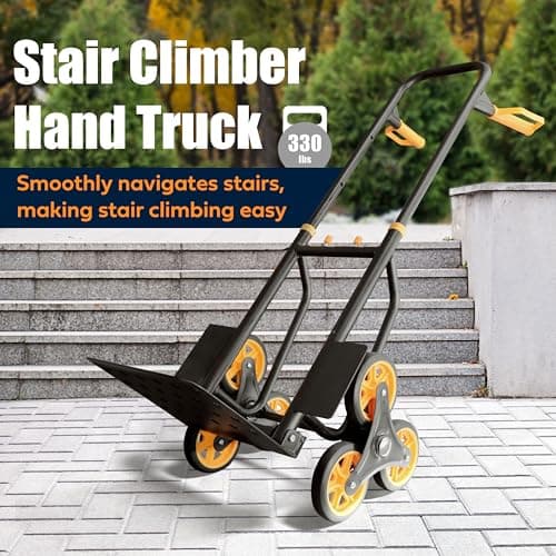 Olympia Tools Folding Hand Truck with Wheels - Moving Dolly Hand Cart - Heavy Duty Trolley (330lbs Stair Climbing Hand Truck) 4
