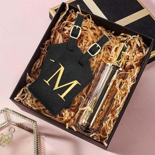 Luggage Tag PU Leather for Suitcase Baggage Handbag Travel Bag Label Suitcase Tag Label Tag w. Name Card & Privacy Cover (M) 7