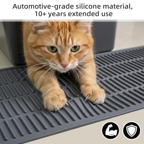 PetNova Silicone Cat Litter Mat with Deep Grooves - Waterproof & Easy-Rinse Design Traps Litter to Keep Floors Clean and Save You Cleaning Time 5