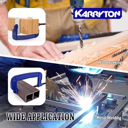 KARRYTON 6 inch C Clamps 4-Pack, 3-3/8"(86mm) Large Deep Throat, Ductile Iron C-Clamp w/ 2310LB Clamping Force, Unique Ergonomic Design for Welding, Woodworking, Metal and DIY Projects 7