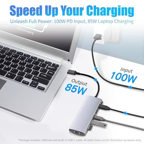 Amazon Basics 6-in-1 USB-C 3.2 (10G) Hub, Multiport Adapter with 100W Power Delivery, 4K HDMI, Ethernet, 2 USB-A, 1 USB-C, Light Grey, 4.70 x 1.81 x 0.59 inches 5